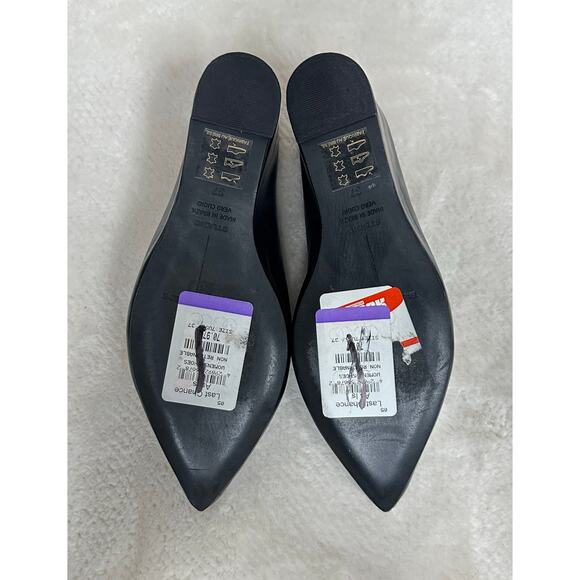 Black Suede Studio Pointed Toe Mule Heels – Leather Slip-On Pumps - Picture 8 of 8